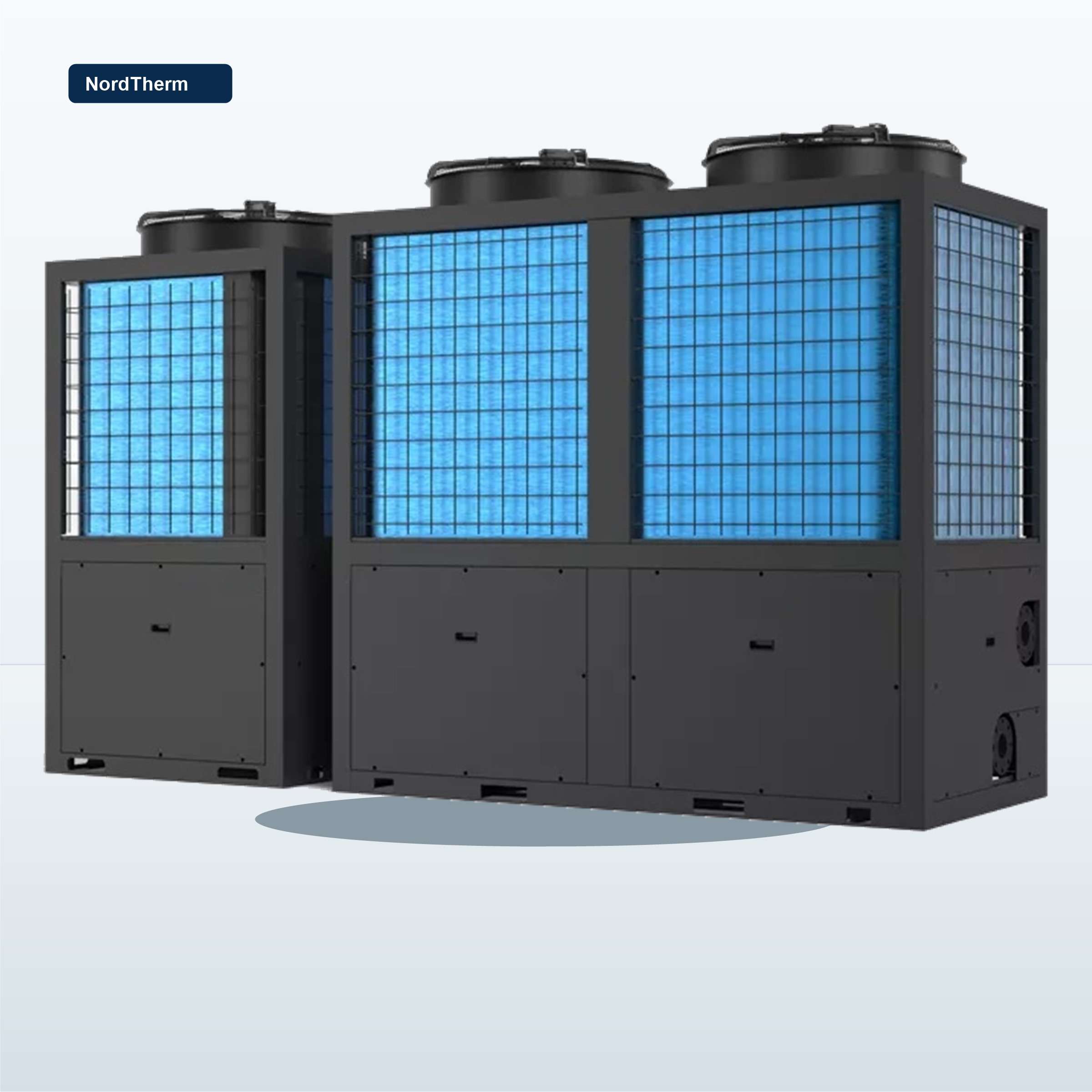 Commercial heat pump side angle view