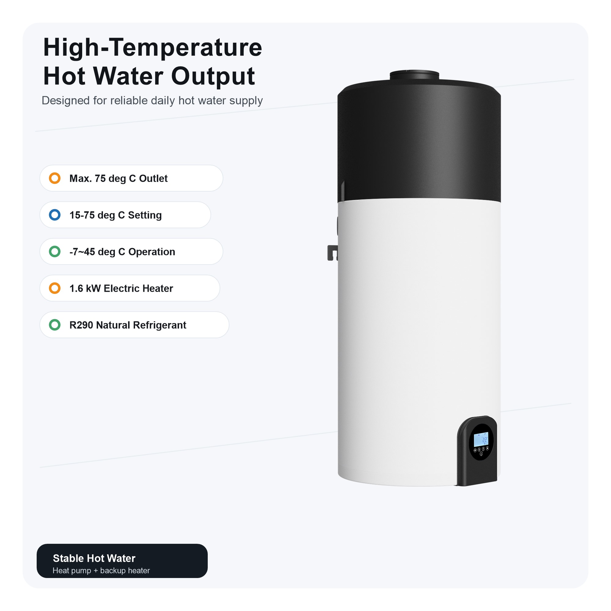 R290 heat pump water heater hot water output