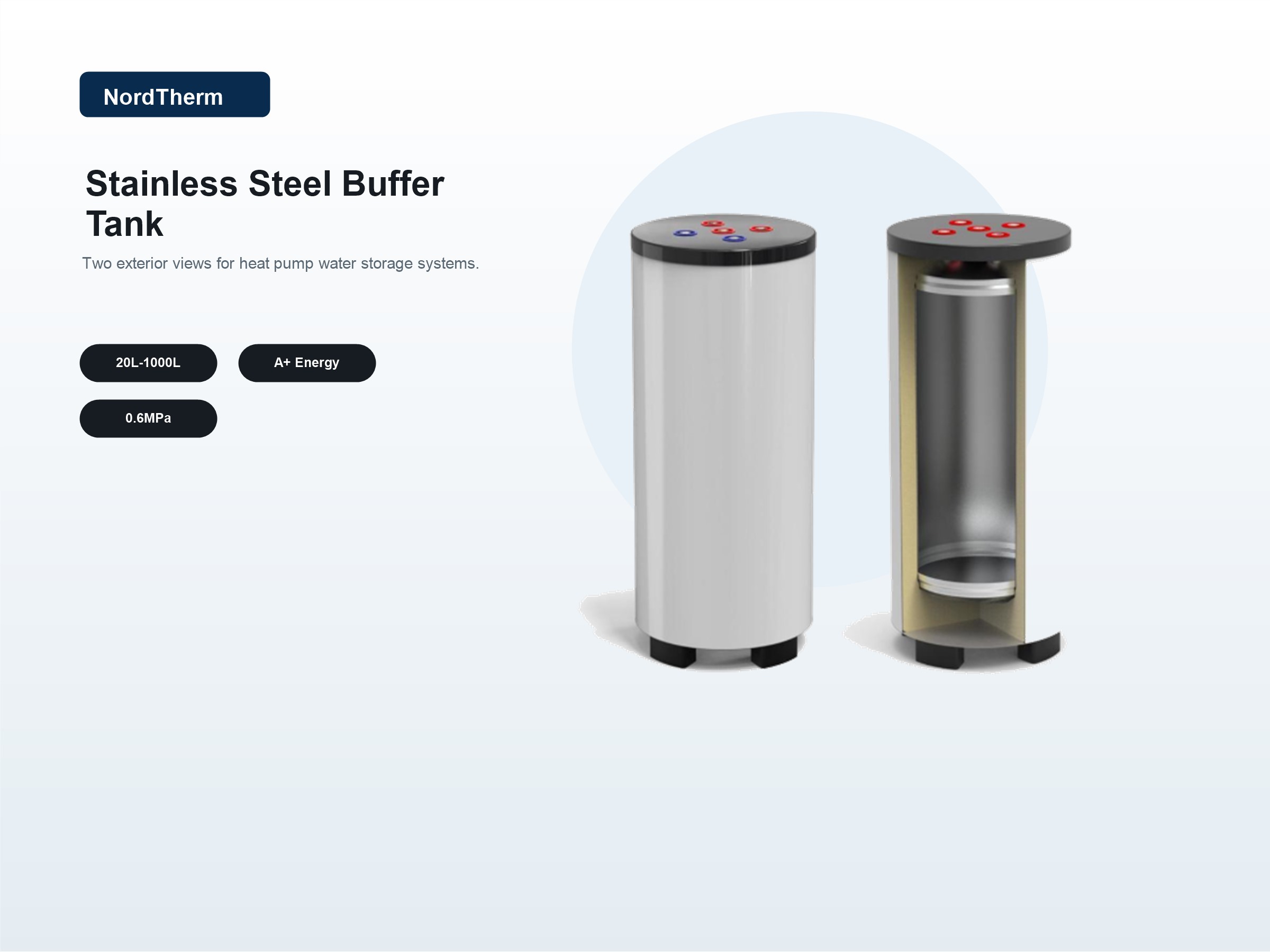 Stainless steel buffer tank double view