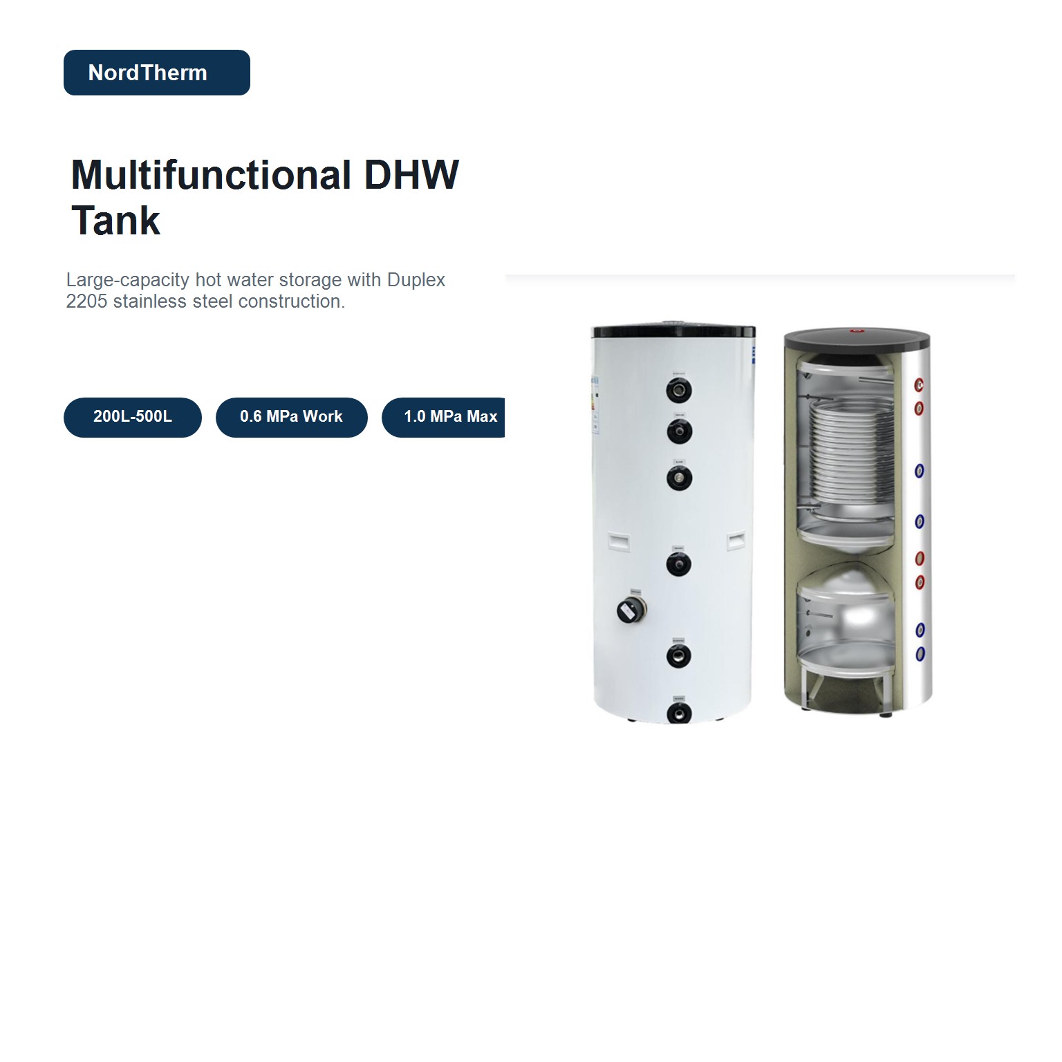 200L to 500L Duplex 2205 multifunctional domestic hot water 
