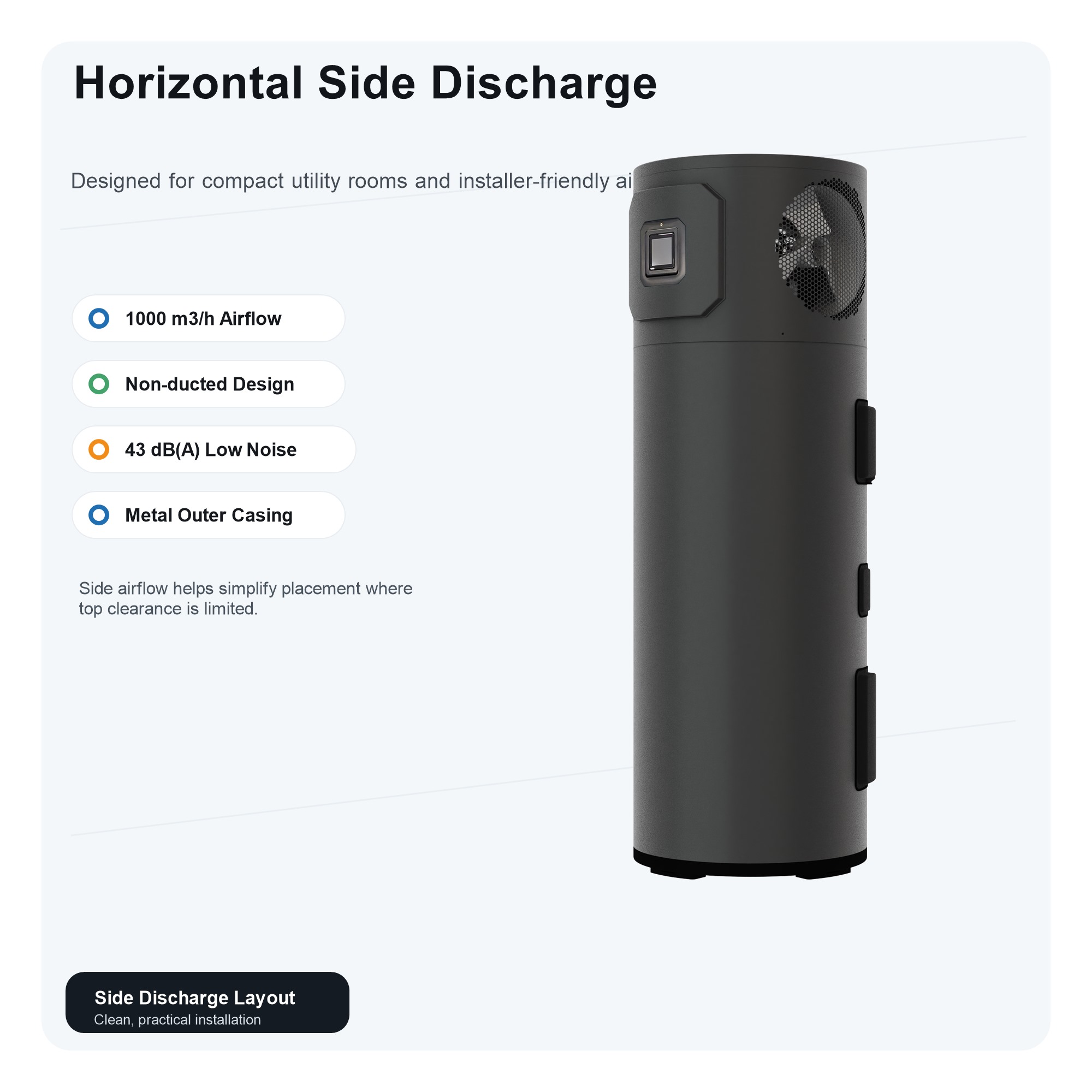 R290 Side Discharge Heat Pump Water Heater | 210L 270L 320L