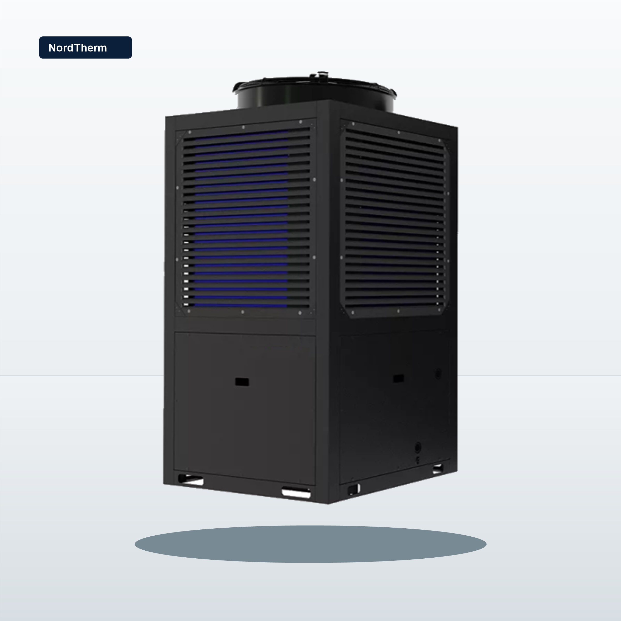 Dual fan commercial heat pump unit