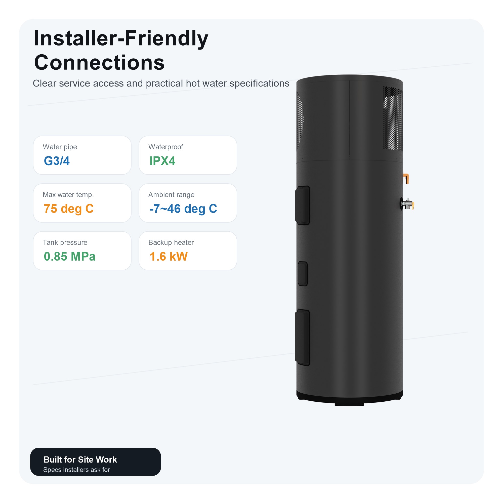 R290 Side Discharge Heat Pump Water Heater | 210L 270L 320L