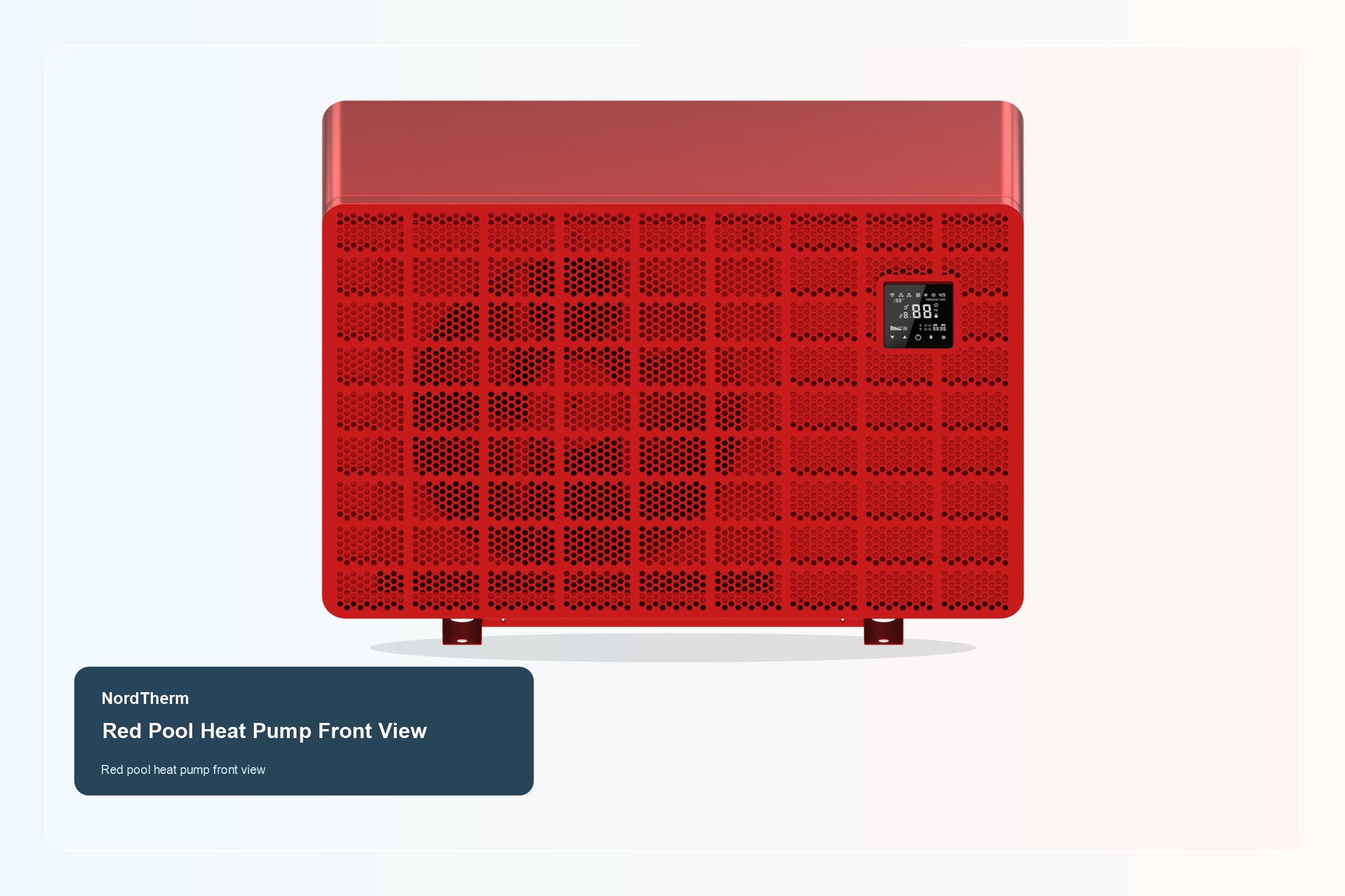 Red pool heat pump front view