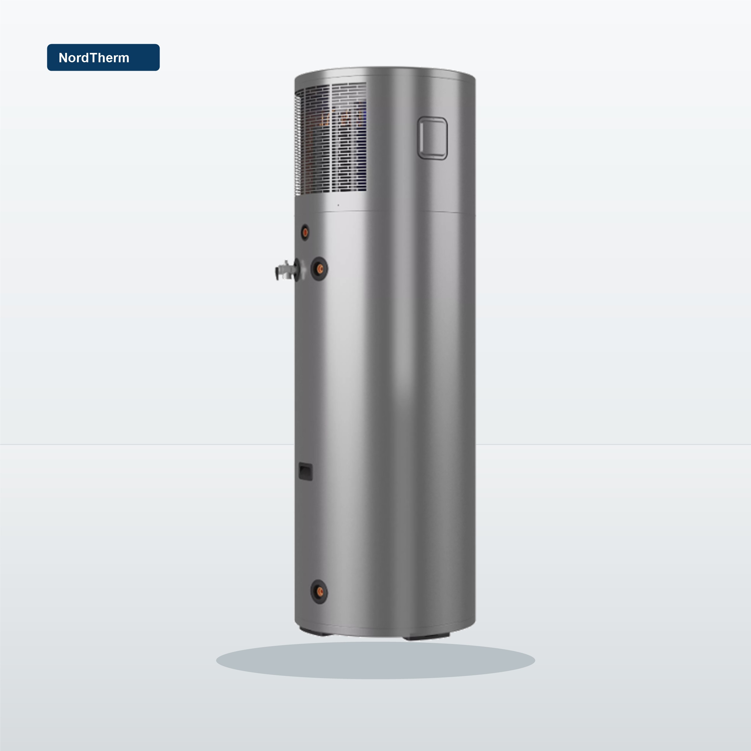 Heat pump water heater side view