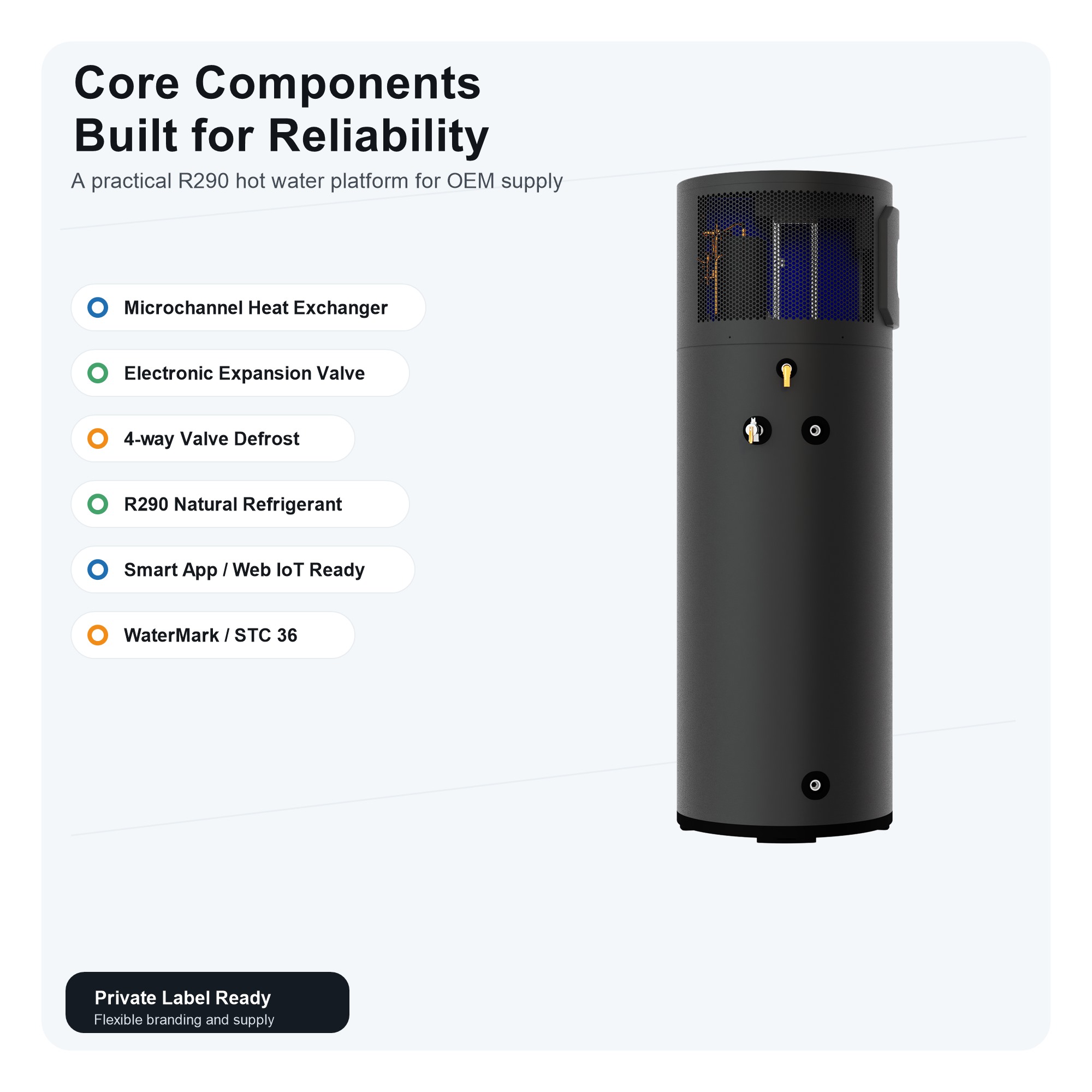 R290 Side Discharge Heat Pump Water Heater | 210L 270L 320L