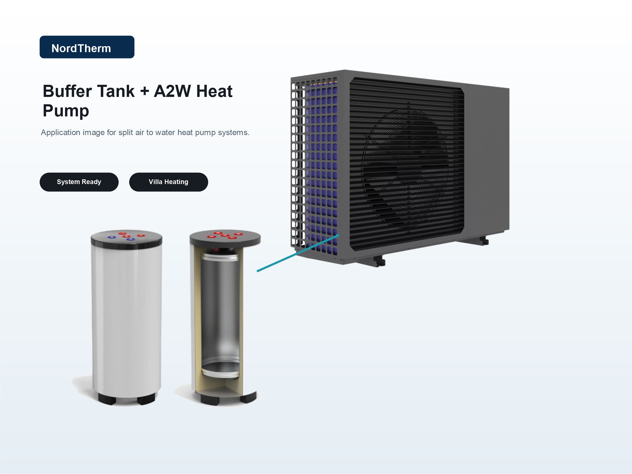 Buffer tank with R290 A2W heat pump