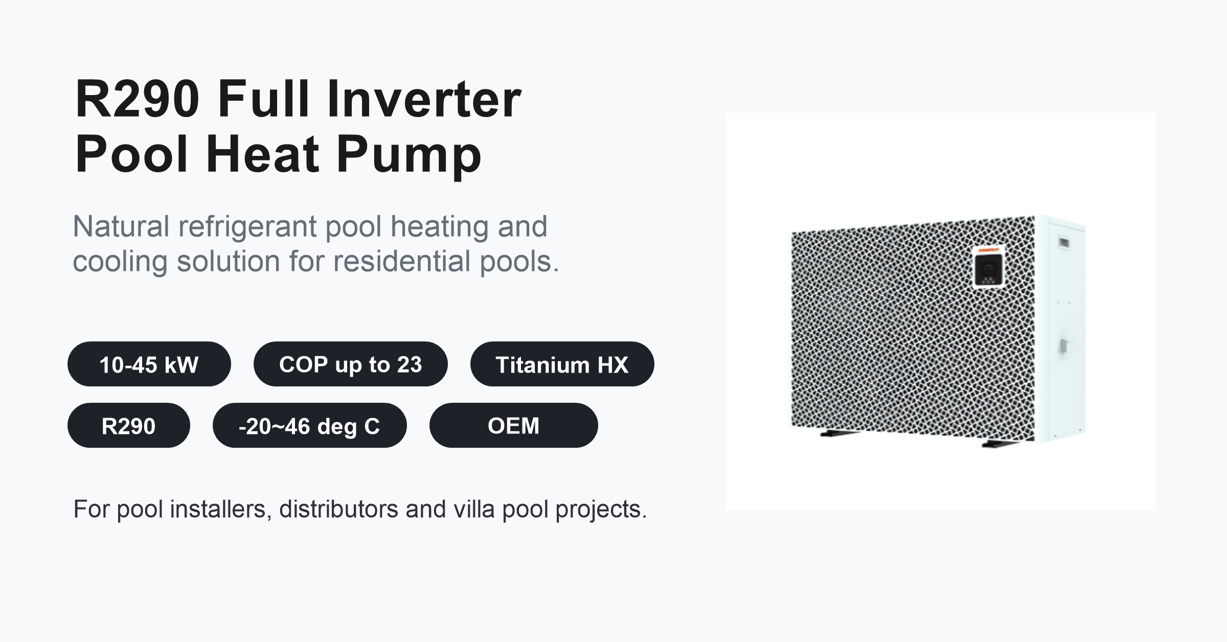R290 Full Inverter Swimming Pool Heat Pump | 10kW-45kW OEM Solution