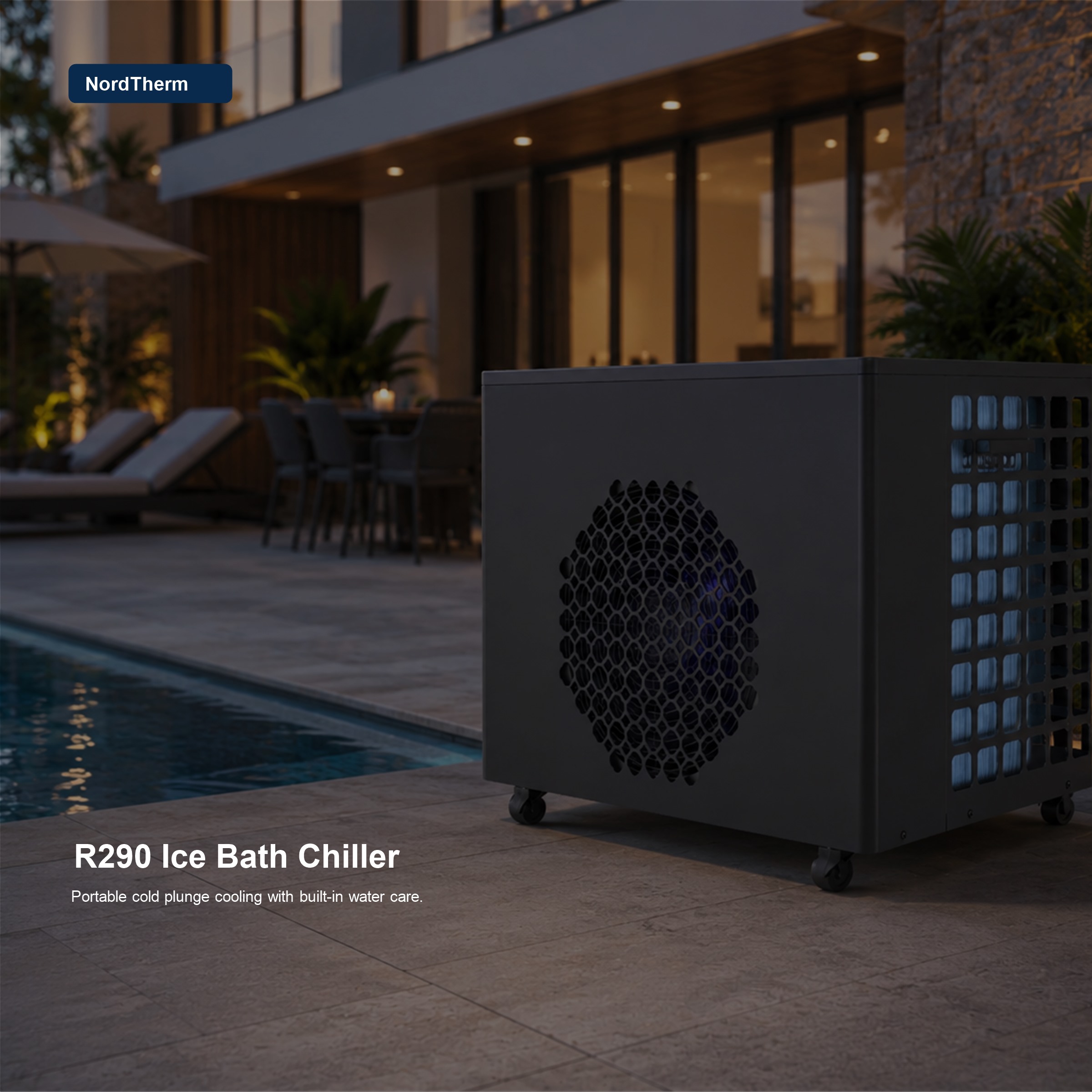 Outdoor ice bath chiller scene