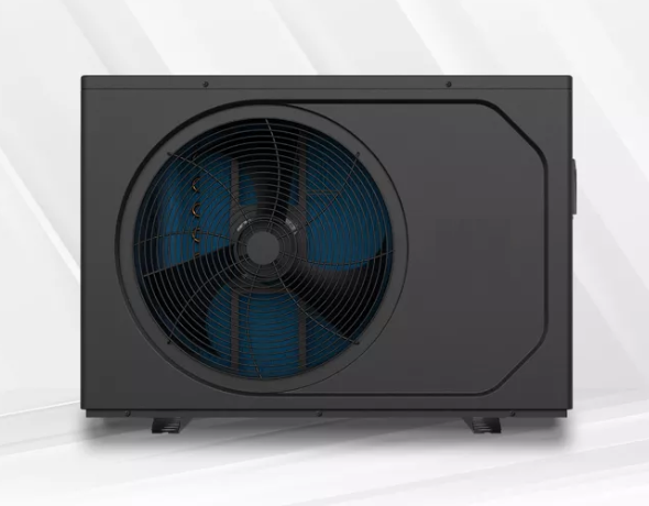 R32 PV pool heat pump front fan view