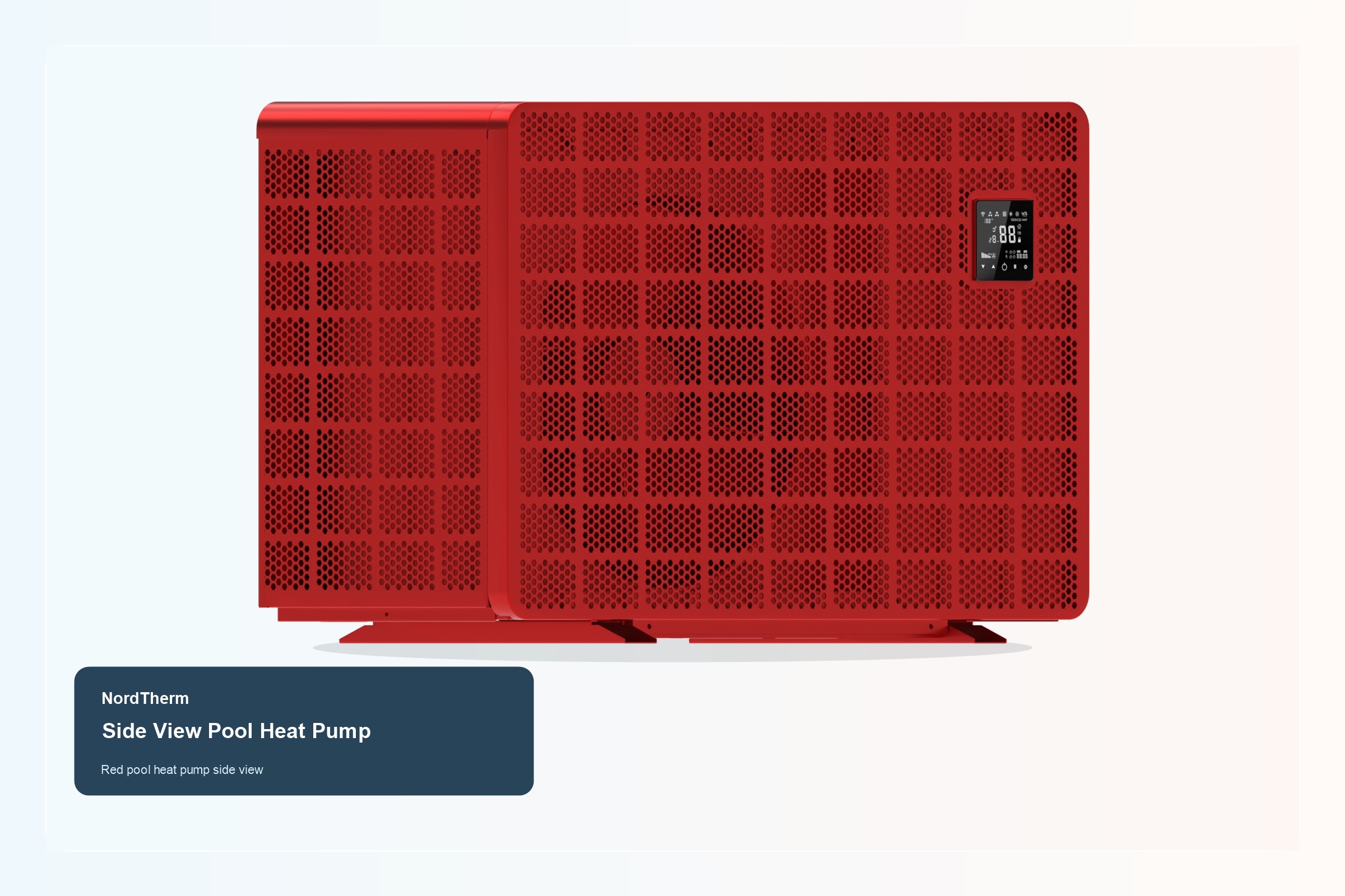 Red pool heat pump side view