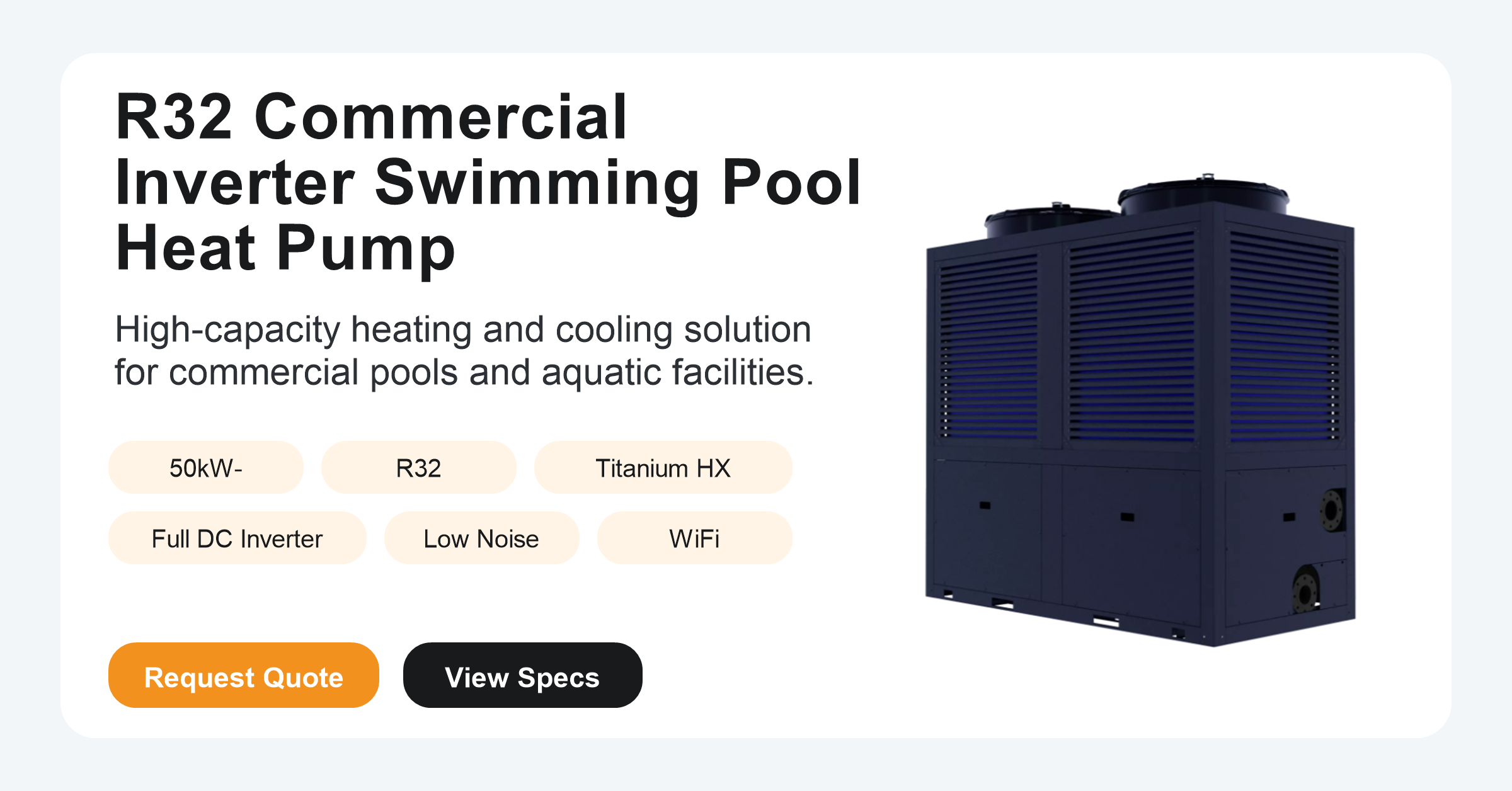 R32 Commercial Inverter Swimming Pool Heat Pump | 50kW-250kW OEM Solution