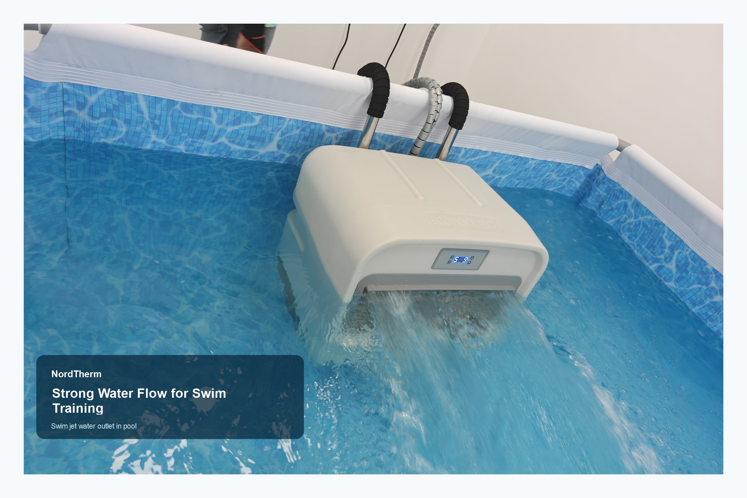 Swim jet installed in above ground pool