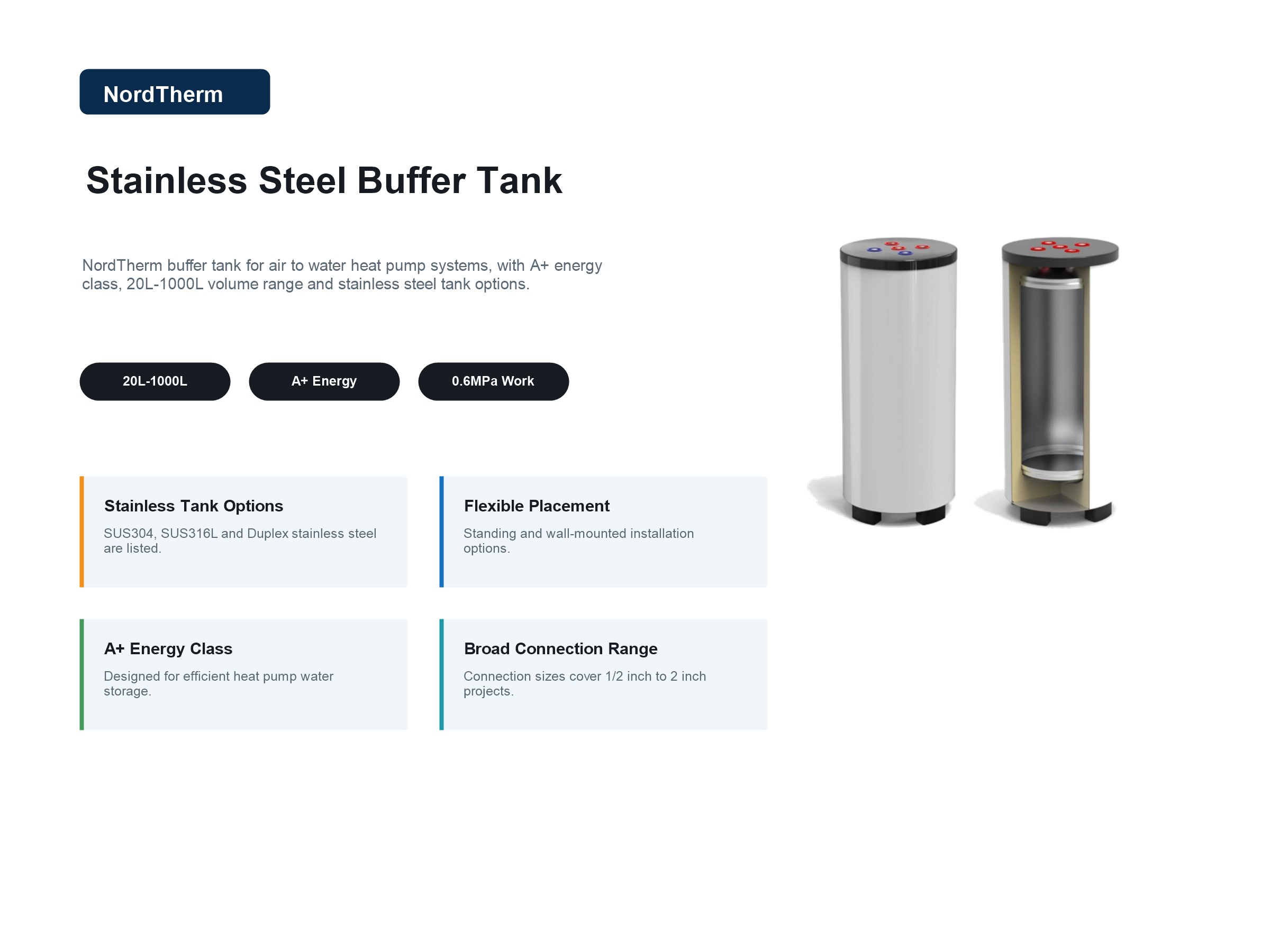 NordTherm stainless steel buffer tank