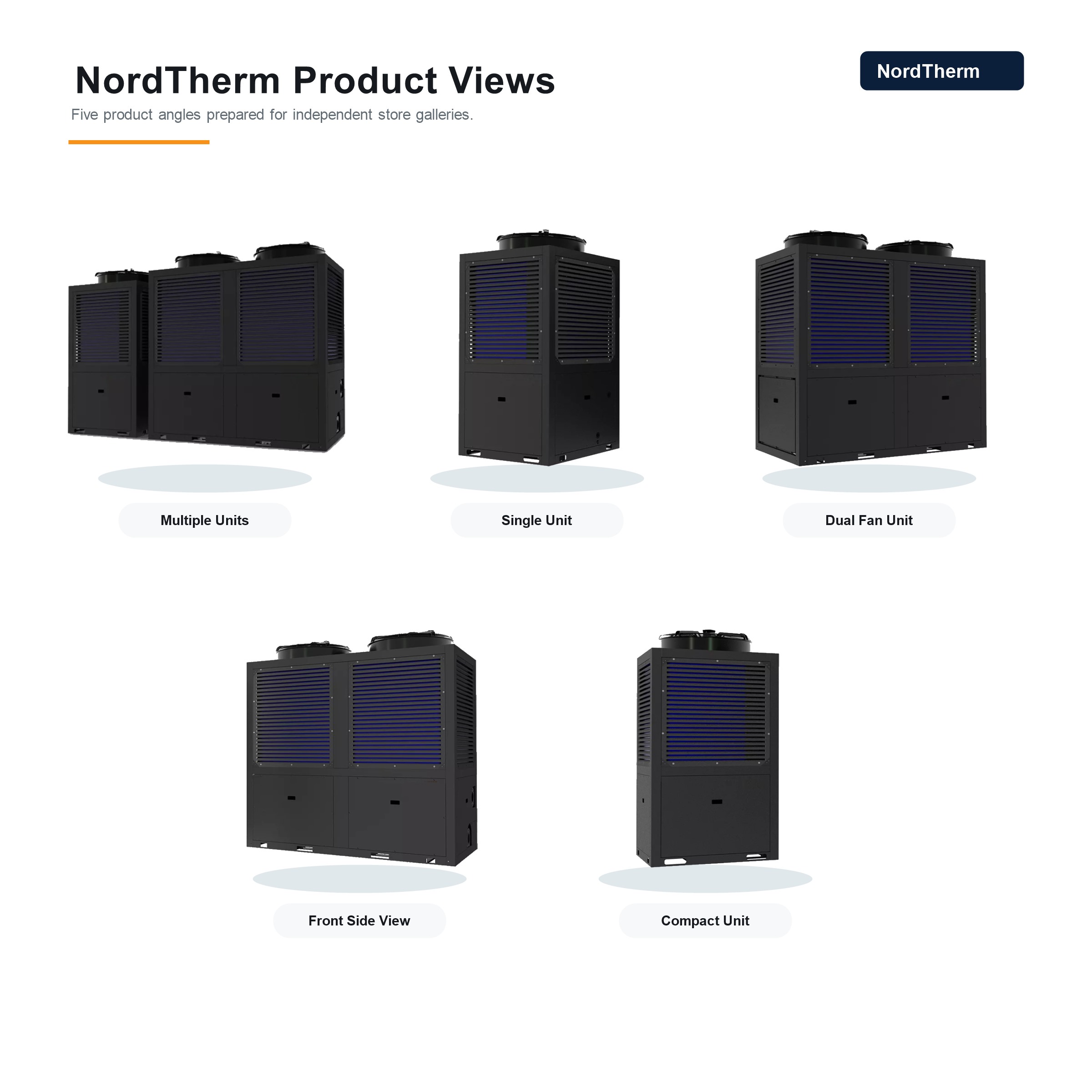 Five views of commercial heat pump