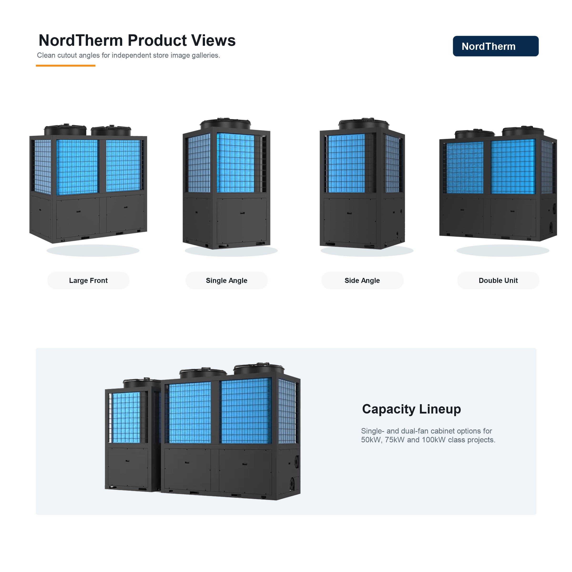 Commercial heat pump product views 