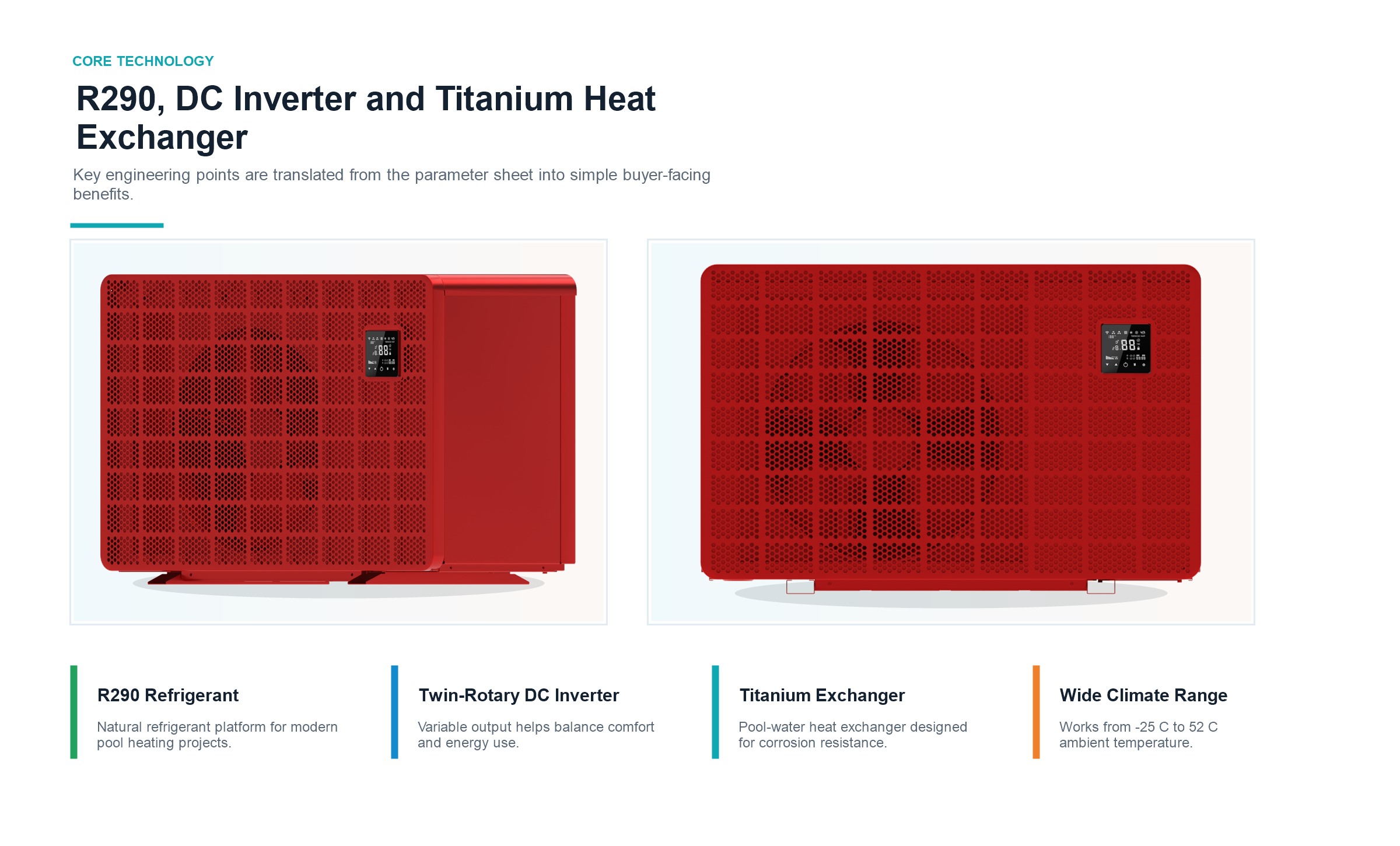 Red pool heat pump product views
