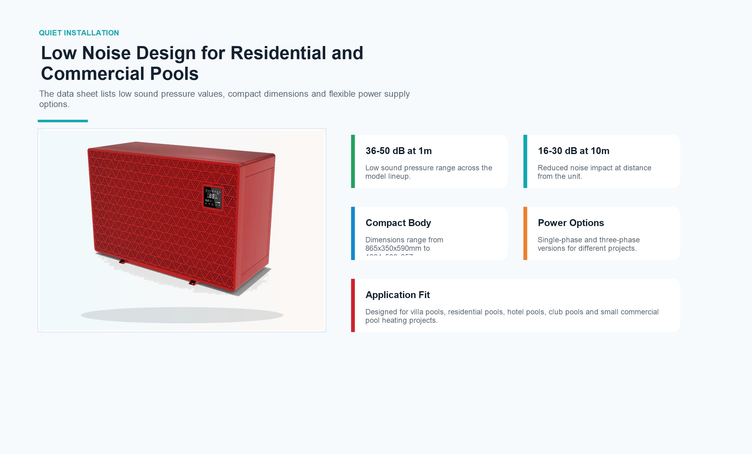  Red pool heat pump with installation cards