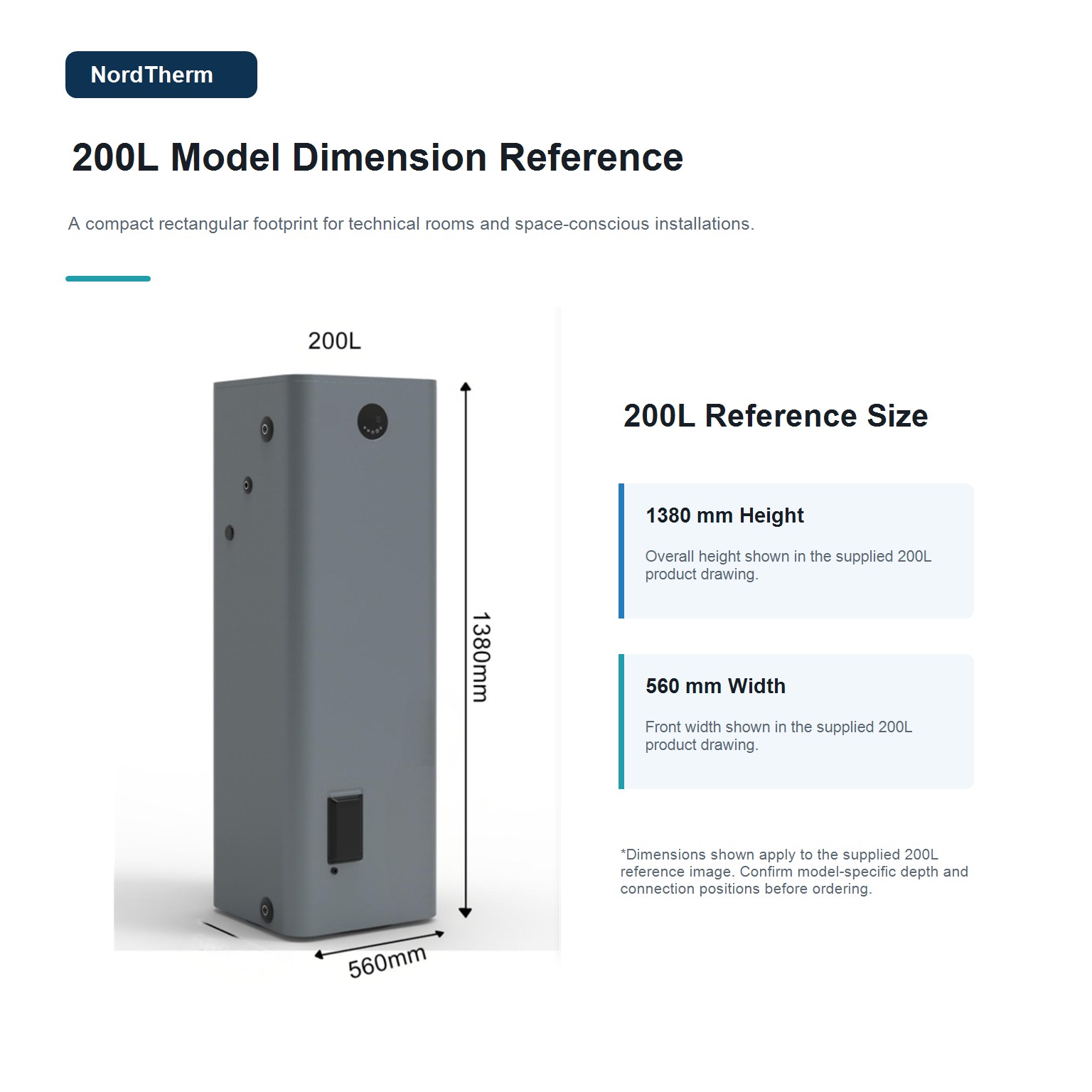 200L rectangular domestic hot water tank